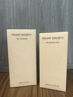 NWT Fount Society Gel Cleanser & Balancing Mist - Natural Beige Packaging
